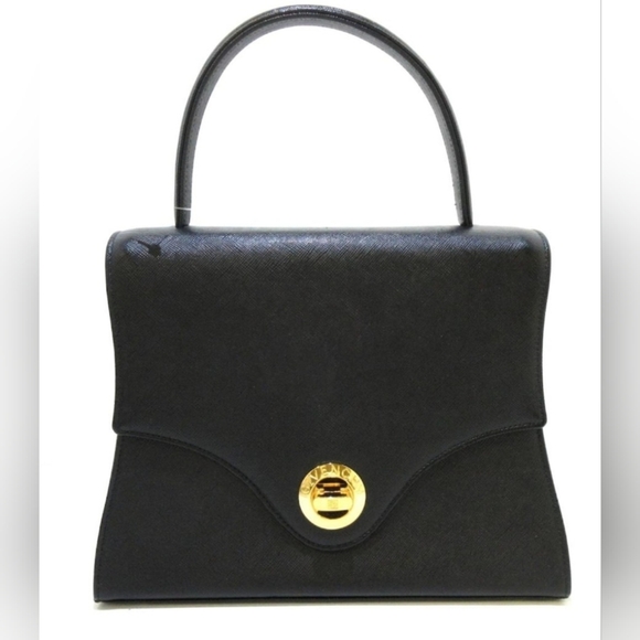 Vintage Givenchy Black Leather Top Handle Purse - Picture 2 of 8